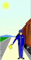 Gif animé chef de gare drapeau